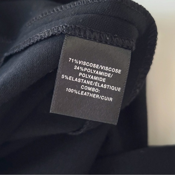 Lafayette 148 Leather Panel Dress 6 Ponte Knit Black - Picture 8 of 10